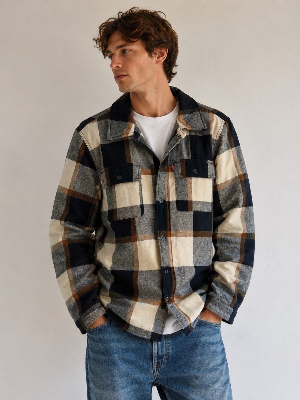 Levi’s Quilted Plaid Heavyweight Jacket Size L Flannel Workwear Utility Shacket